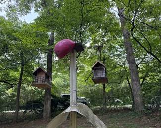 BIRD FEEDERS AND OWL DECOY