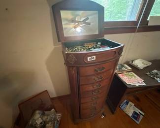 JEWELRY ARMOIRE WITH JEWELRY