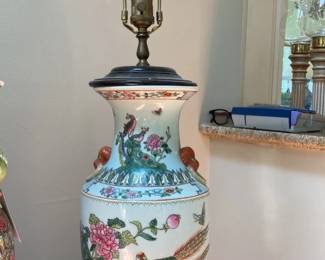 Vintage Famille Rose Porcelain Lamp
