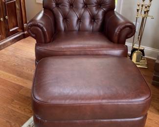 Leather Chesterfield Recliner with Ottoman