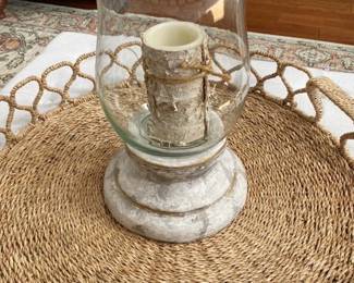 Hurricane Candle Holder with Wood Base