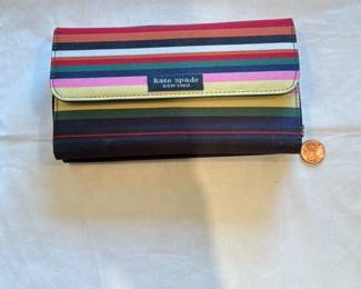 Kate Spade New York Multicolor Stripe Canvas Large Wallet