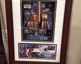 Star Wars 30th Anniversary USPS Stamps Sheet 2007 Yoda Darth Vader C3PO Framed