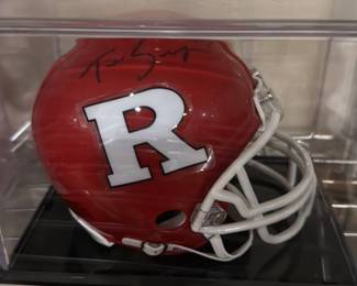 Autographed Mini Rutgers Helmet in case