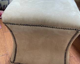 Upholstered Ottoman with Nailhead Trim