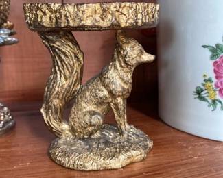 Vintage Brass Fox Bookends