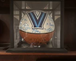 autographed Villanova Basketball in case
