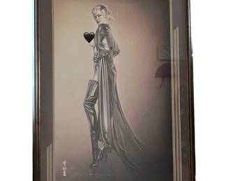Hajime Sorayama Hand Signed & Numbered limited edition “Femme En Cuissardes”225/270 “Woman In Thigh Boots” custom matting & Frame