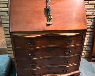 Serpentine Front, Slant Top Secretary Desk