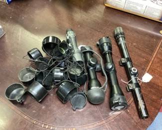 LOT OF SCOPES AND SCOPE LENS COVERS