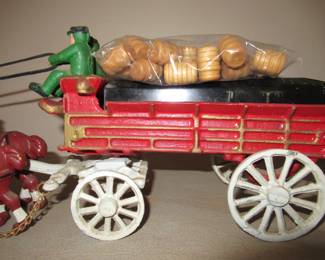 Cast Iron Budweiser Beer Horses and Cart