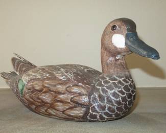 Hand carved signed wooden duck