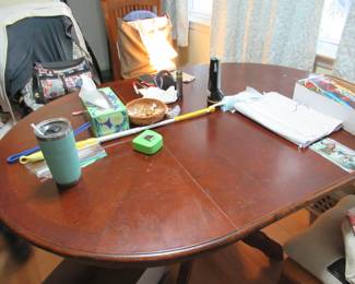 Antique Wood Dining Table with Leaf