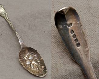Antique sterling silver and gilt berry spoon