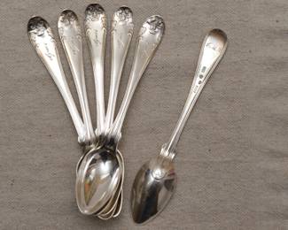 Antique Swedish sterling silver teaspoons, hallmarked, monogrammed