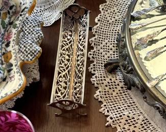 Antique Art Nouveau design sterling silver sugar cube tray or cracker cradle