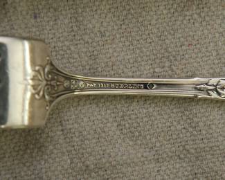 Closeup of marks on English sterling silver forks, circa 1917