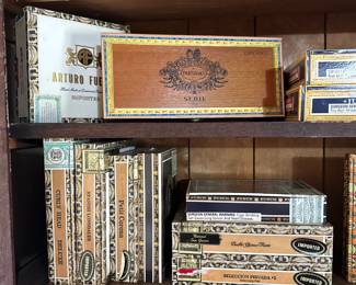 Another look at a connoisseur's collection of vintage and antique cigar boxes with – including Romeo & Julieta, Punch Cigars, Don Diego, Juan Lopez, H. Upmann, Macanudo, Macbeth Banquo, Don Tomás, Arturo Fuente, Cuesta-Rey and more. Beautiful old world typography and colorful illustrations!