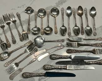 Baltimore Rose Sterling Silver Repousse flatware set