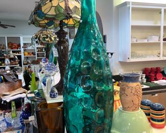 Peacock blue floor vase - over 3ft tall!