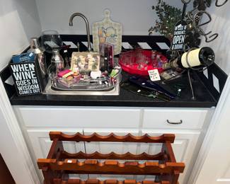 Wooden wine rack & more barware