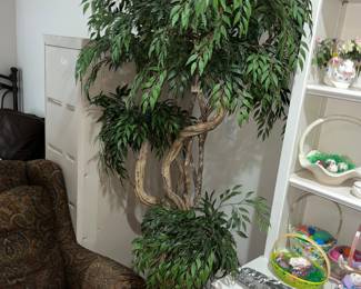 Several large faux trees