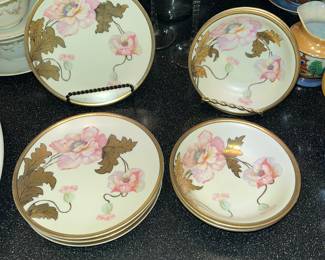 Stunning RS PRUSSIA antique art deco small plates & berry bowls, hand painted by Paul DONATH!
