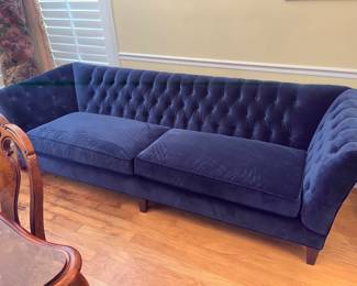 LUXURIOUS "UNIVERSAL" BLUE CUT-VELVET FORMAL SOFA