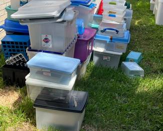 Dozens of storage containers
