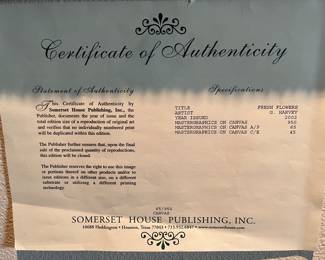 Certificate of authenticity - from 2002.
