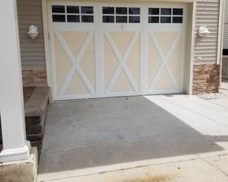 Garage doors are 12 ft. wide x 8 ft. tall - two available
