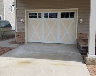 Garage doors are 12 ft. wide x 8 ft. tall - two available