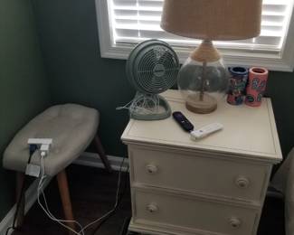 Cottage chic end table; table lamp - two available