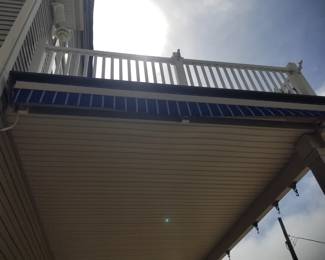 Electric awning - blue & white
