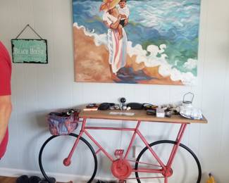 Bicycle foyer table (sorry, owner keeping artwork)