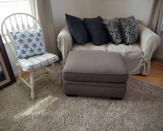 Cozy loveseat; ottoman