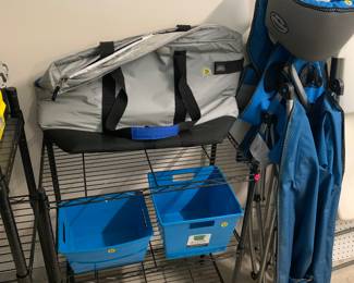 Storage shelf, folding chaise chair
