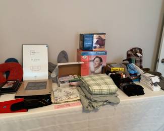 Shoeshine box, socks, picture frames