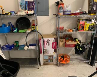 Storage shelves and garage stuff