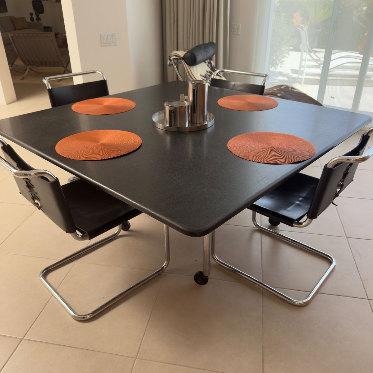 KNOLL Marble Top Dining Table $ 2500 and KNOLL Spoleto Chairs $ 400 each