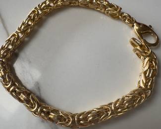 LA  PEPITA  Designer 18K Yellow Gold Byzantine Link Bracelet.  Total weight  45.10 grams . Price $4800