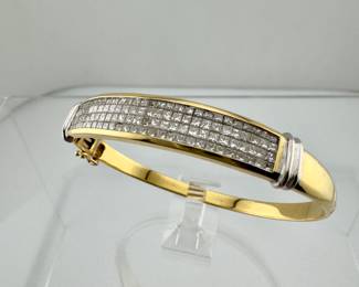 18K  Yellow White GOLD Bracelet 24.5 grams. Natural Diamonds total Weight 3.00 ct.  Price  $ 2900