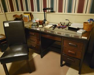 Large Desk, Chair and Office Supplies