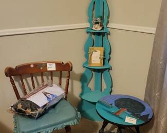Corner Shelf, Maple Chair and Stool