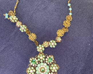 Vintage Liz Palacios boho floral necklace 