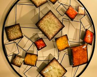 Abstract Multi-Colored Metal Wall Art Sculpture.