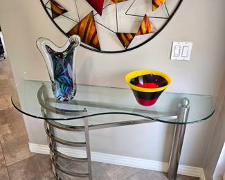 Chrome & Glass Designer Console Table.
