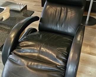 Pair Of Odyssey Black Leather Recliners Designed By Rick Lee.