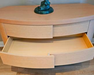 Gorgeous Modern Italian 4 Piece Bedroom Suite - Dresser, Tall Chest Of Drawers, Side Cabinet & King Platform Bed With Built In Side Tables & Drawers.