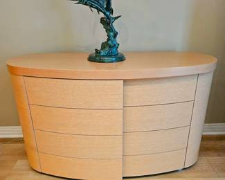 Gorgeous Modern Italian 4 Piece Bedroom Suite - Dresser, Tall Chest Of Drawers, Side Cabinet & King Platform Bed With Built In Side Tables & Drawers.